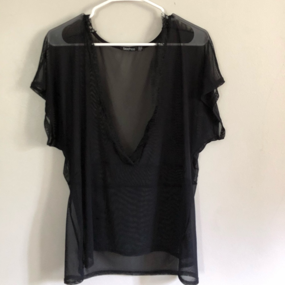 Boohoo sheer black top! Size 16!